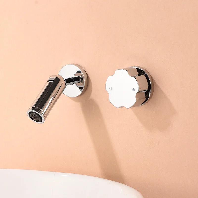 Brushed Gold Bathroom Wall Mounted Concealed Mixer Faucet Bathroom Hot And Cold Mixer Tap