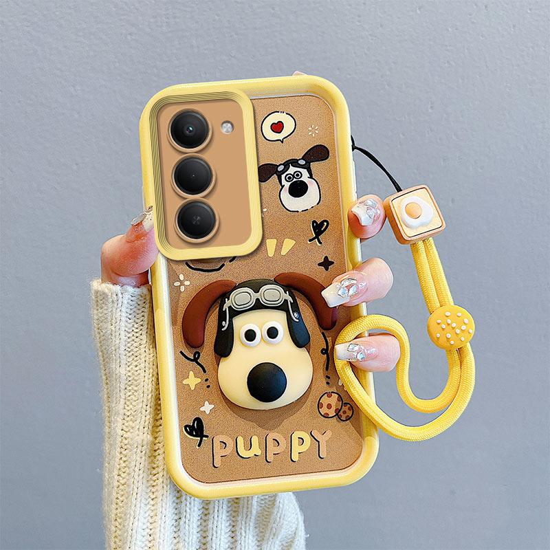 KEYSION Shockproof Case for OPPO A5 5G with Lanyard Soft Silicone Cute 3D Cartoon Doll Phone Back Cover for OPPO A5 2025