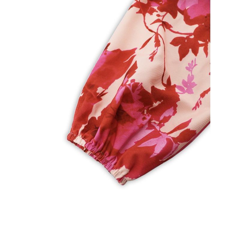Spring and Autumn Women's Long Sleeve Printed Dress Slim Temperament Mid-Length Dresses