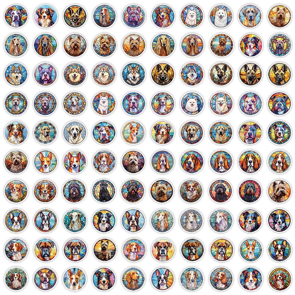 100 Colored Glass Dog Stickers Pack Ins Style Notebook Paper Pencil Box Decoration Stickers Waterproof Children DIY Stickers