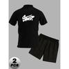 Short Sleeve T-Shirt  Set Men's Casual Elastic Waist Shorts