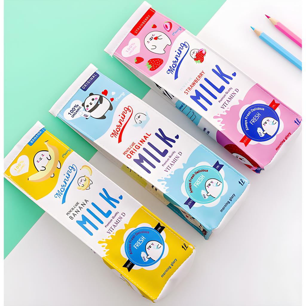 Kawaii Pencil Case Set of 3, Cute Milk Carton Pencil Aesthetic, 3 Colors, Multi-functional, Cosmetic Bag