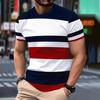 Summer Men's Fashion 3D T Shirt Splicing Printed Colorblocking Casual Slim Short Sleeve Outdoor Sports Running Fitness Top