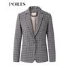 PORTS Women's Plaid Long Sleeve Blazer