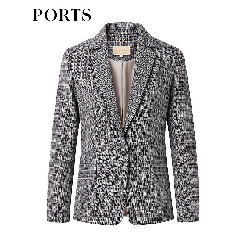 PORTS Women's Plaid Long Sleeve Blazer