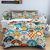 Geometric Mandala King Queen Duvet Cover Boho Ethnic Style Bedding Set for Teens Adults Mediterranean Soft Polyester Quilt Cover