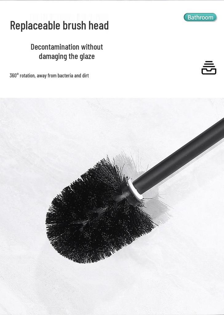 Wall-Mounted Stainless Steel Toilet Brush: No Dead Corners, No Punching Required, Perfect for Home Bathroom Cleaning.