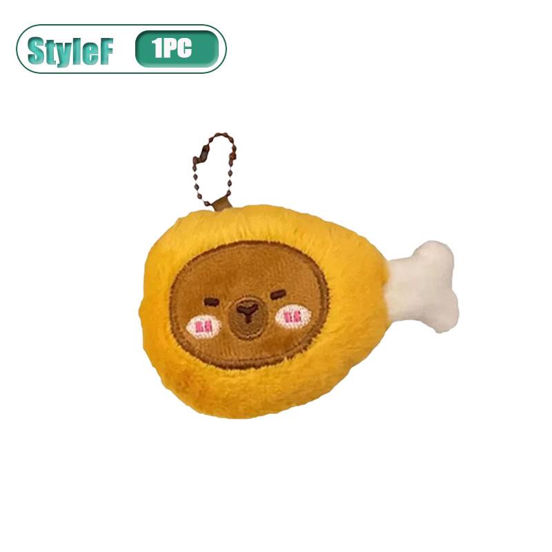 1-10PCS Adorable Capybara Plushie Keyring Funny Bread Topper Anime Style Fluffy Hanging Toy Cute Food Decor For Teens