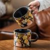 Retro Style Flower Ceramic Mug Household High-End Coffee Cup Afternoon Tea Cup Large-Capacity Water Cup