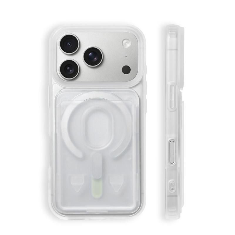 

Matte Translucent Magnetic Card Holder For Magsafe Case For iPhone 17Pro 17Air 17Pro Max Wireless Charging Protective Back Cover For iphone 17Pro Max