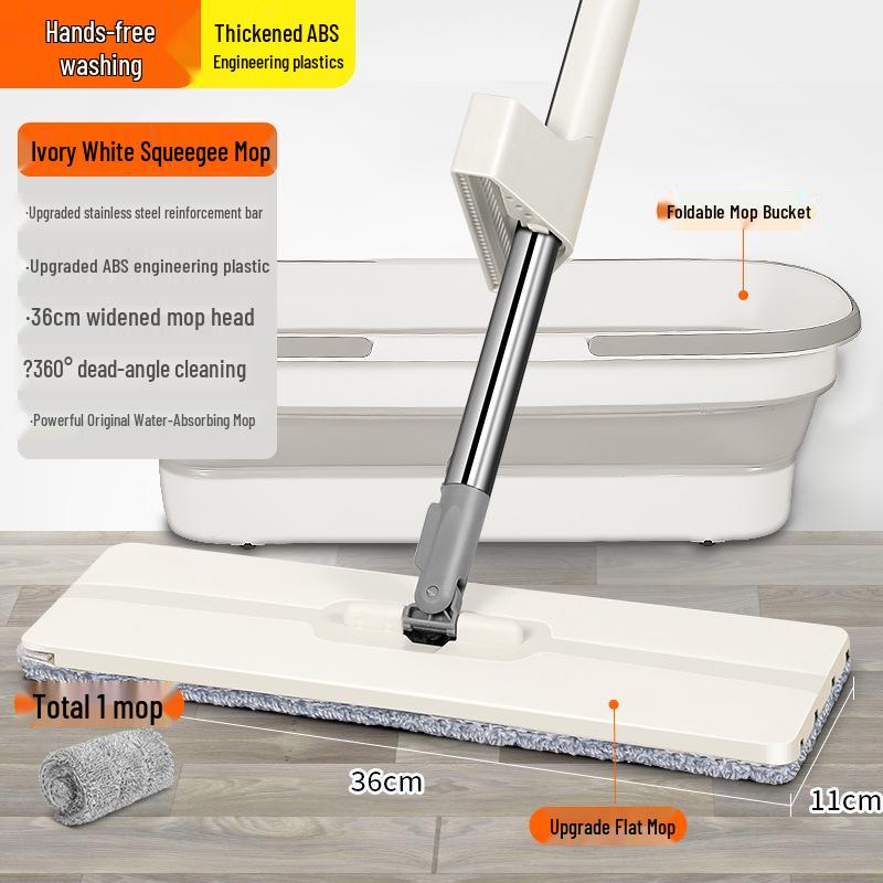 Large Hands-Free Wet & Dry Flat Mop with Squeegee