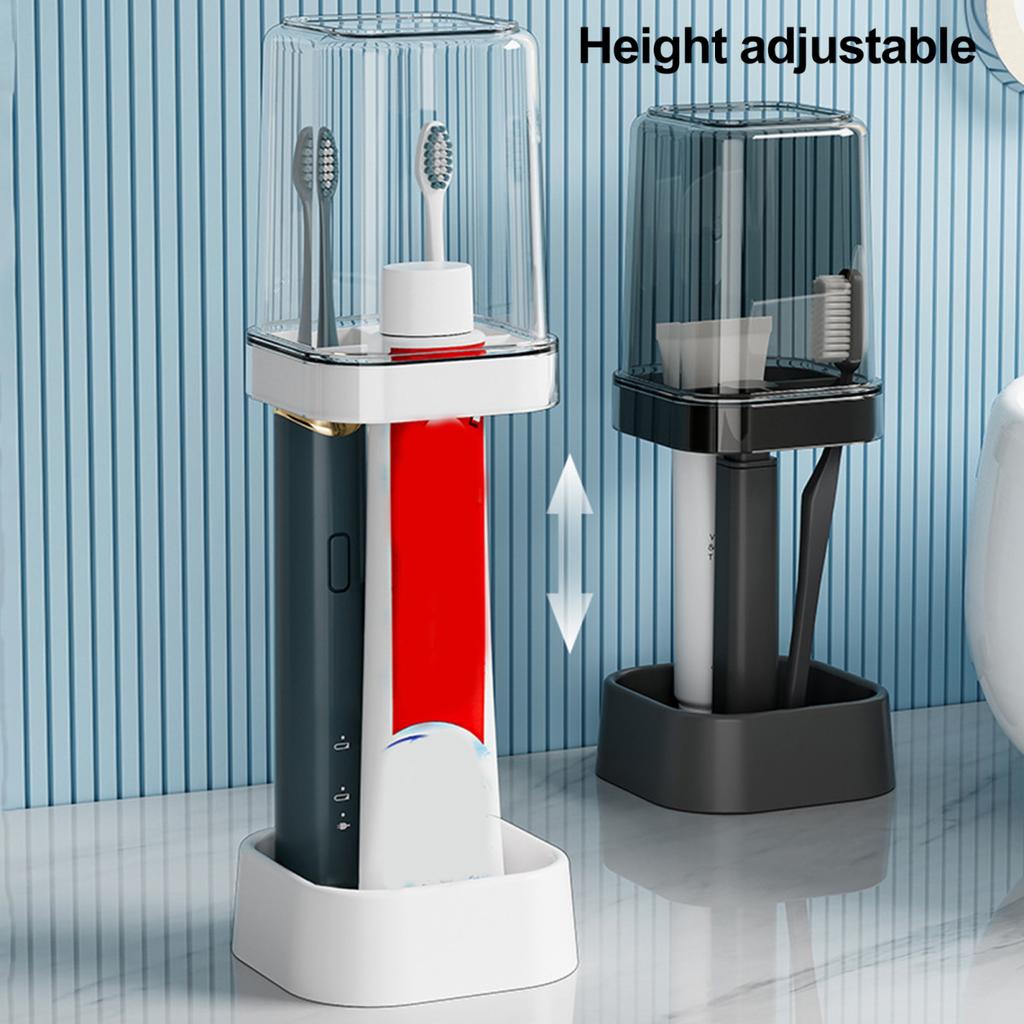 Yousheng Zahnbürstenständer mit Becher, staubdicht, höhenverstellbar, 3 Steckplätze, Halter für elektrische Zahnbürsten, Zahnpasta, Multifunktions-Organizer
