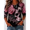 Tops for Women Halloween Print  Round Neck Long Sleeve T-shirt Fall Casual Slim Pullover Women's Long Sleeve Top
