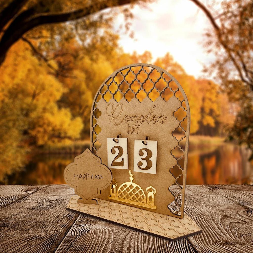 20X15X1CM Ramadan Advent Calendar Wooden Ramadan Countdown Calendar For Home Islamic Muslim Party Decor DIY Eid Mubarak Ornament