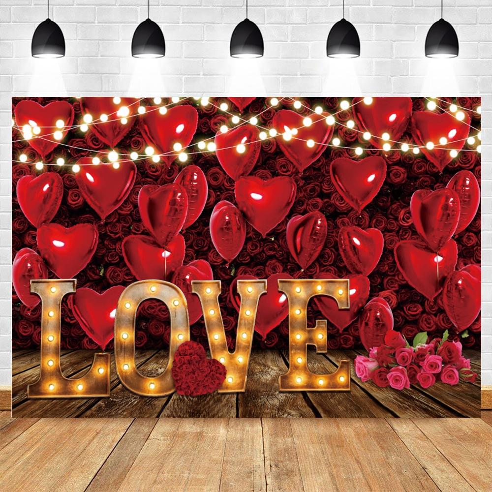 Valentine's Day Rose Balloon Theme Banner Background, Wedding Celebration Valentine Day Party Decoration Photography Background4