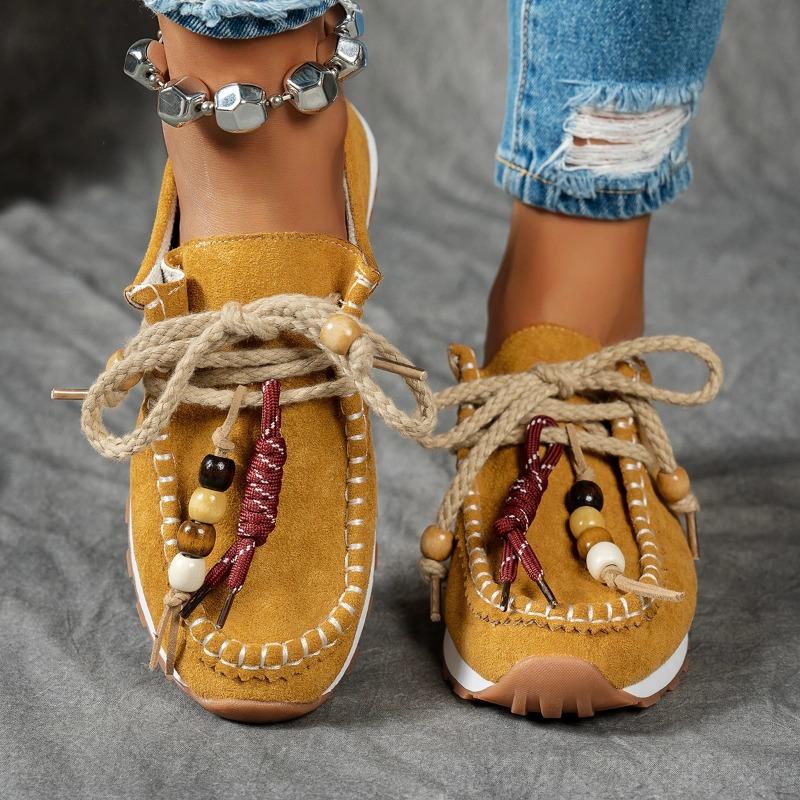 Women Flat Sneakers Lace-up Comfortable Shoes Women 2025 New Retro Style Leisure Shoes Spring Autumn Round Toe Sneakers Women