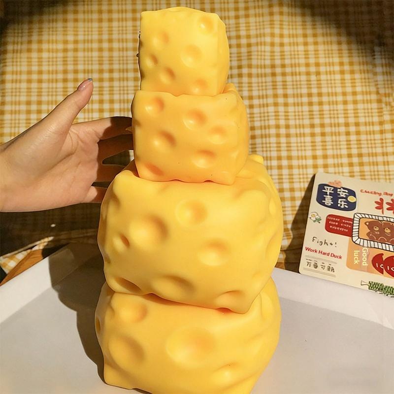Jumbo Cheese Cube Slow Rising Stress  Squeeze Toy For Anxiety Relief Home Classroom Use