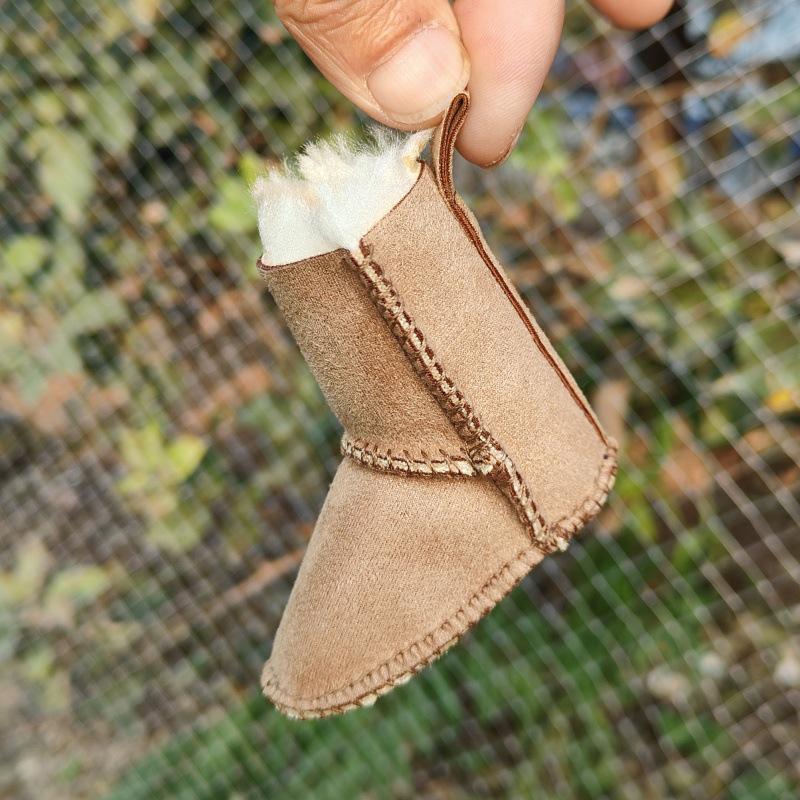 Suede Fur Baby Snow Boot Keychain Pendant