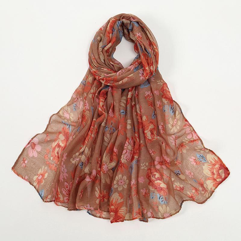 Elegant Women Retro Silk Scarf Print Wrap Shawl Lady Bandanas Hijab Boho Beach Long Scarve Pareo Headscarf Fashion Korean New