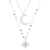Trend Double Layer Star Moon Pendant Necklace For Women Girl Clavicle Chain Eight-pointed Star Necklace Simple Jewelry Gift