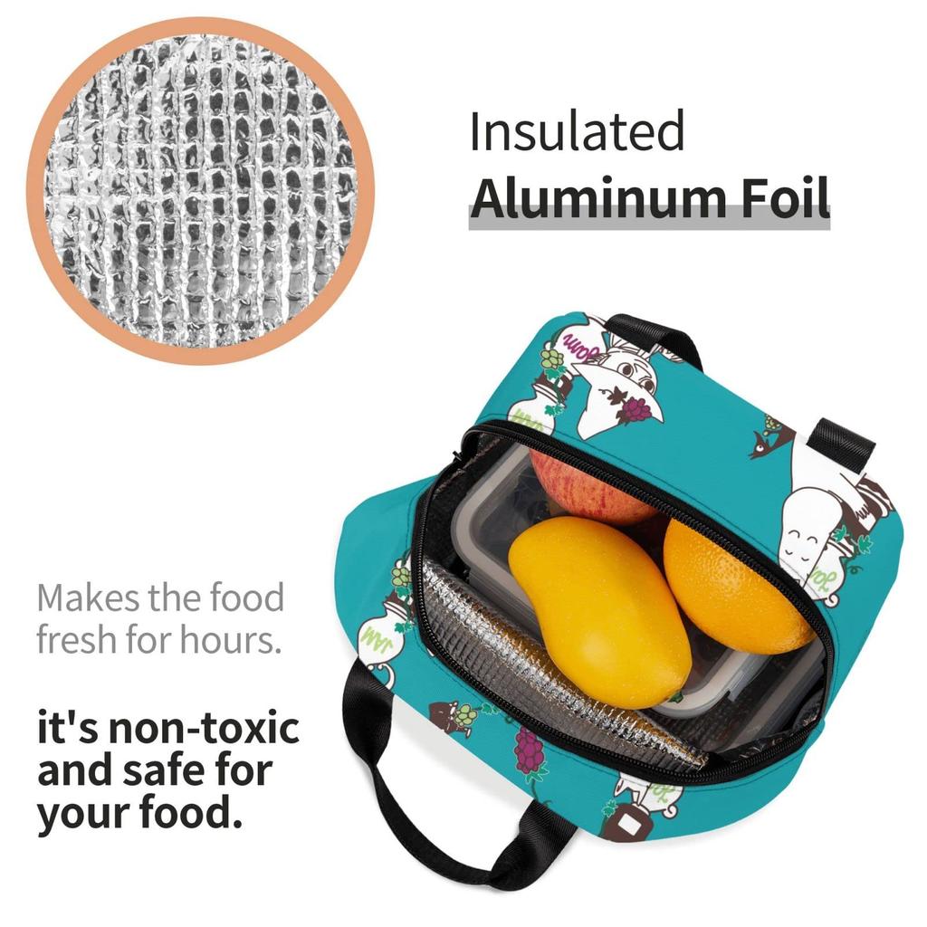 Moomin Lunch Insulated Lunch Soft Cooler for and 13cm Thick x 22cm Wide x 20cm Bag, Insulated, Zippered, Compact, Portable, Bag, Bag, Tote/Eco Bag,