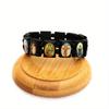 Holz-Rosenkranzarmband - Elegante religiöse Ikonen-Aufkleber, Lackierung mit Tropföleffekt, Spiritueller Perlen-Gebetsschmuck für devoten Gebrauch