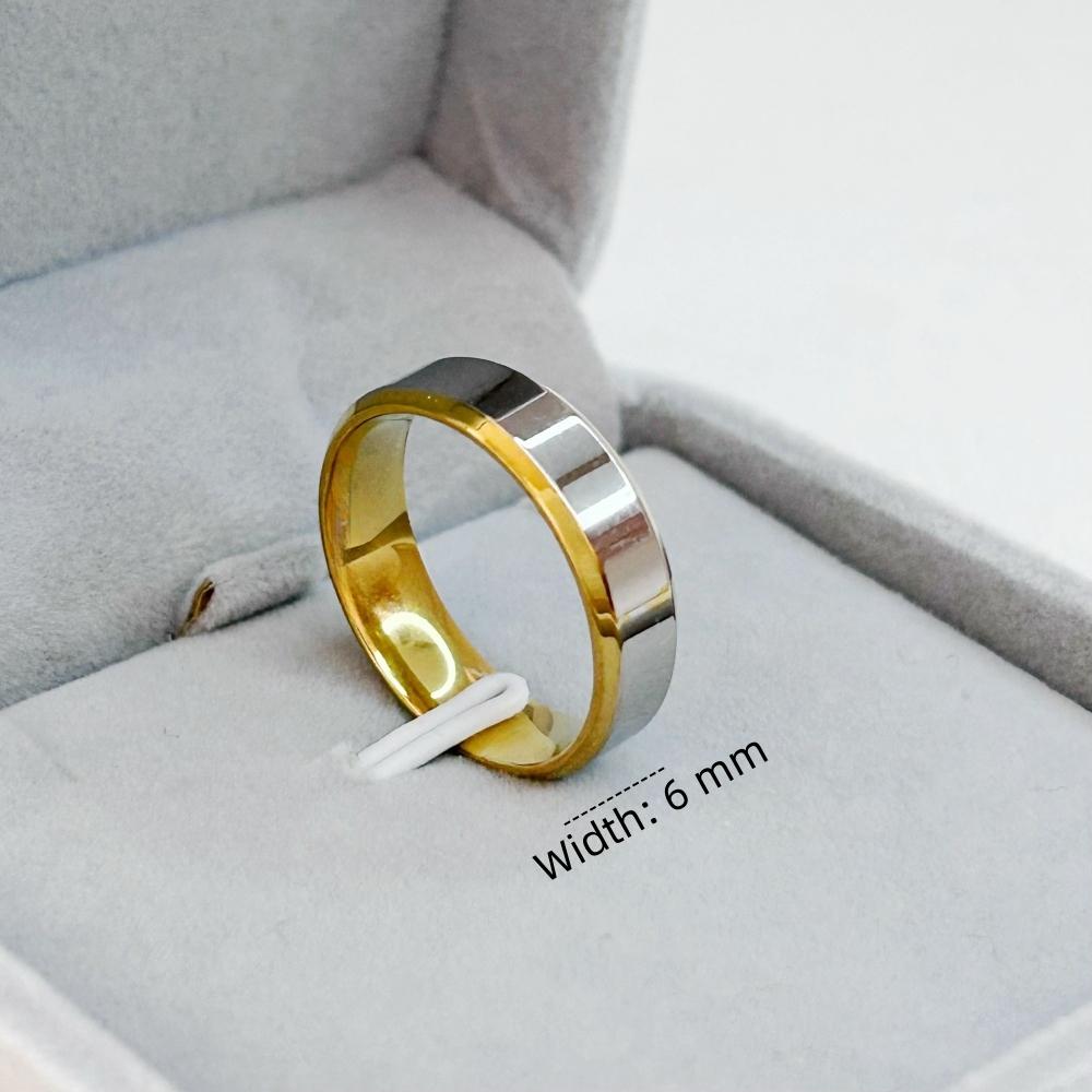Engagement Rings Set for Men Women Stainless Steel Gold/ CopperColor 4/6 mm Glossy Finger Ring Wedding Jewelry Lover's Gifts