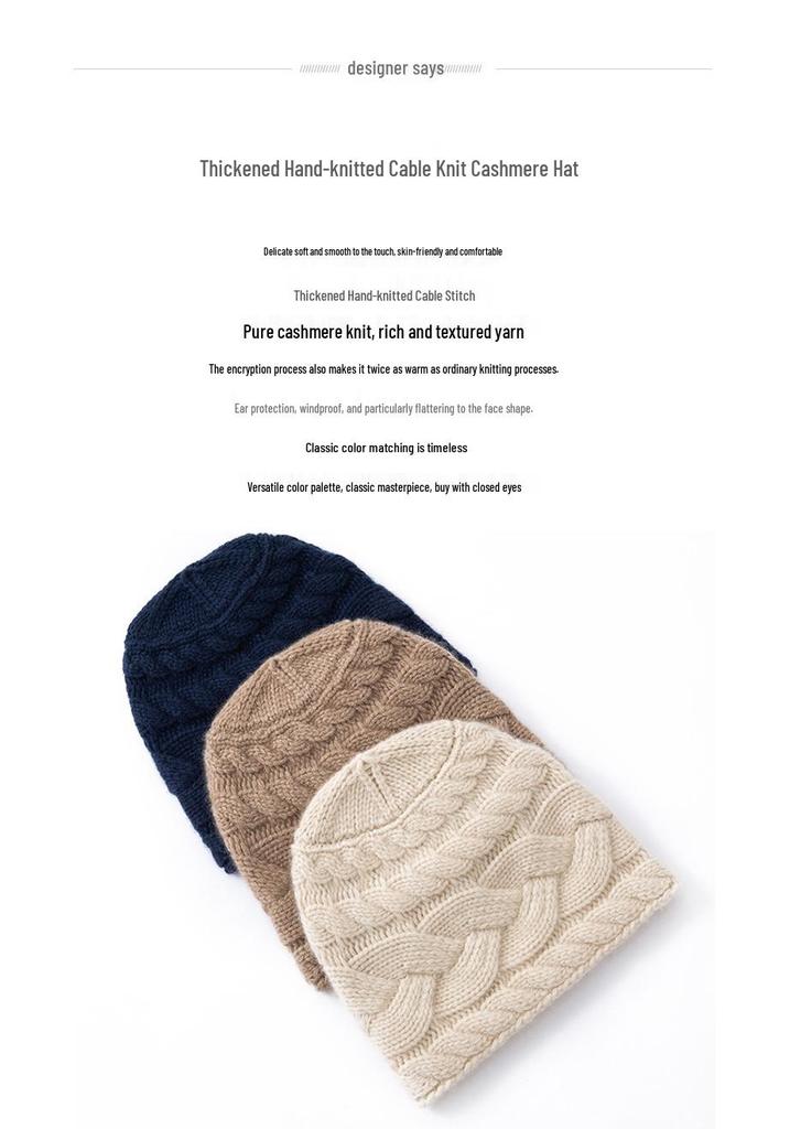 Damen 100% Reines Kaschmir Strickmütze - Modisch, Warm, Einfarbige, Stilvoll, Vielseitig, Lässig