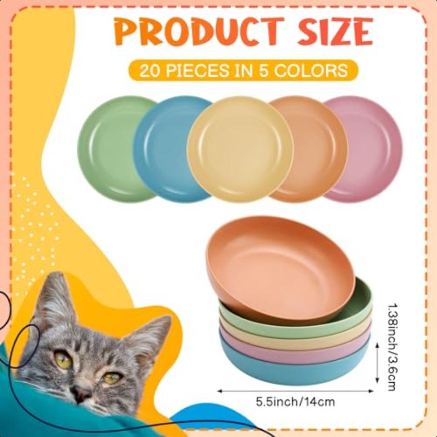 

Набор из 20 штук мелких кошачьих мисок 5,5 дюймов пластиковые тарелки для кошачьего корма для влажного корма для котят с короткими лапами United States