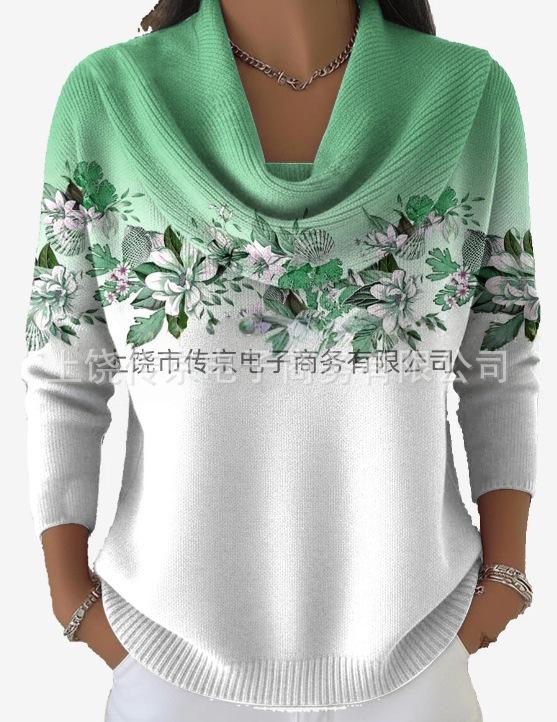 2025 European & American 3D Digital Print Loose Knit Sweater for Autumn & Winter
