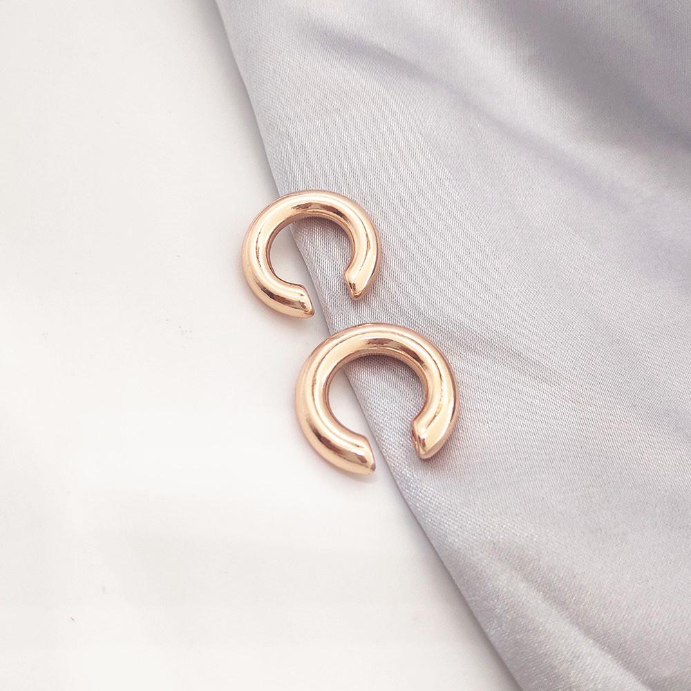 Minimalist Asymmetrical Double Circle C-Shaped Metal Ear Cuff Jewelry