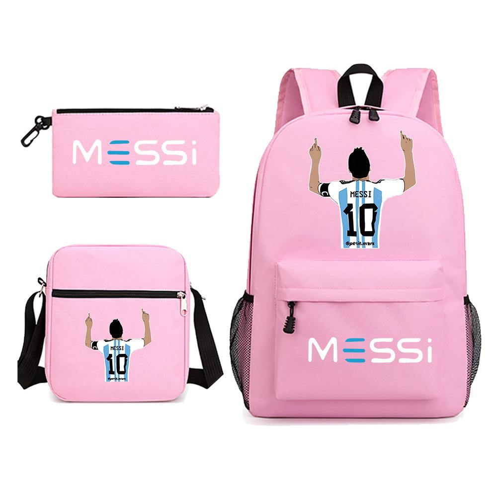 Football Star Themed Backpack Children Student Bookbag Shoulder Bag Pencil Case Large Capacity