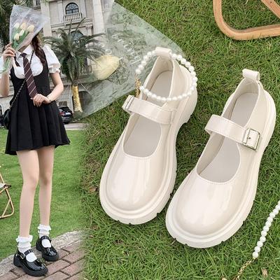 Sapatos Mary Jane Femininos com Contas de Couro Artificial Moda Primavera/Outono Confortáveis Elegantes Flats Pretos Sapatos de Caminhada Zapatos Mujer