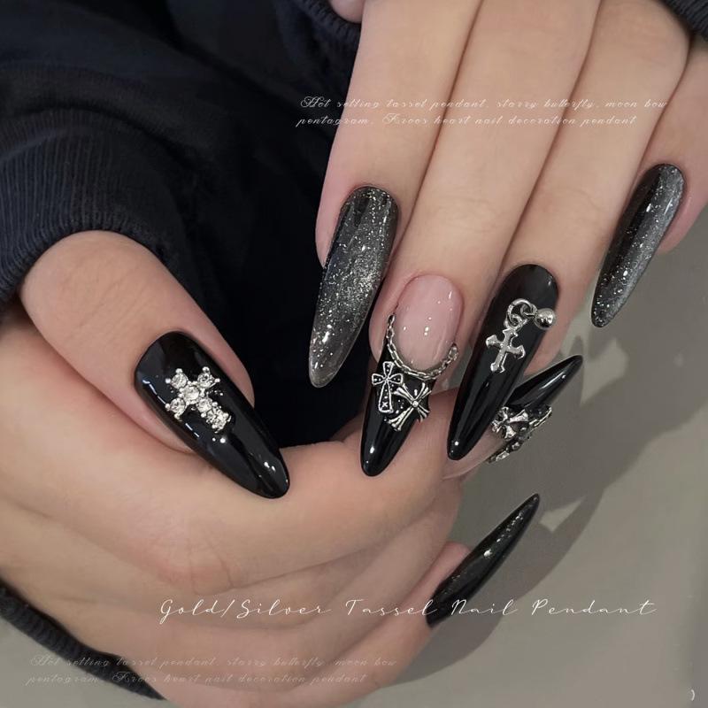 Chrome Hearts Cross Pendant Nail Art: Star, Moon, Butterfly Wearable Nail Drill Accessories