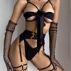 High Quality Erotic Underwear Sexy Bow Dew with Leg Ring Gloves