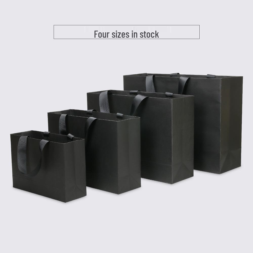 In-Stock Kraft Paper Tote Bag with Solid Color Ribbon Handle for Gifts and Shopping