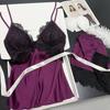 Summer Sexy Suspender Shorts Pajamas Women's Live Broadcast Explosion Ice Silk Lace with Chest Pad Loungewear Pure Desire Style Suit
