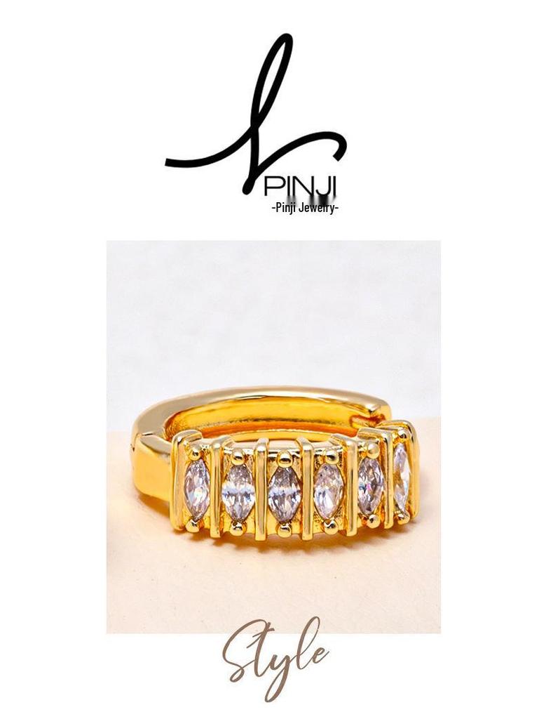 French Retro Fashion Zircon Hoop Earrings