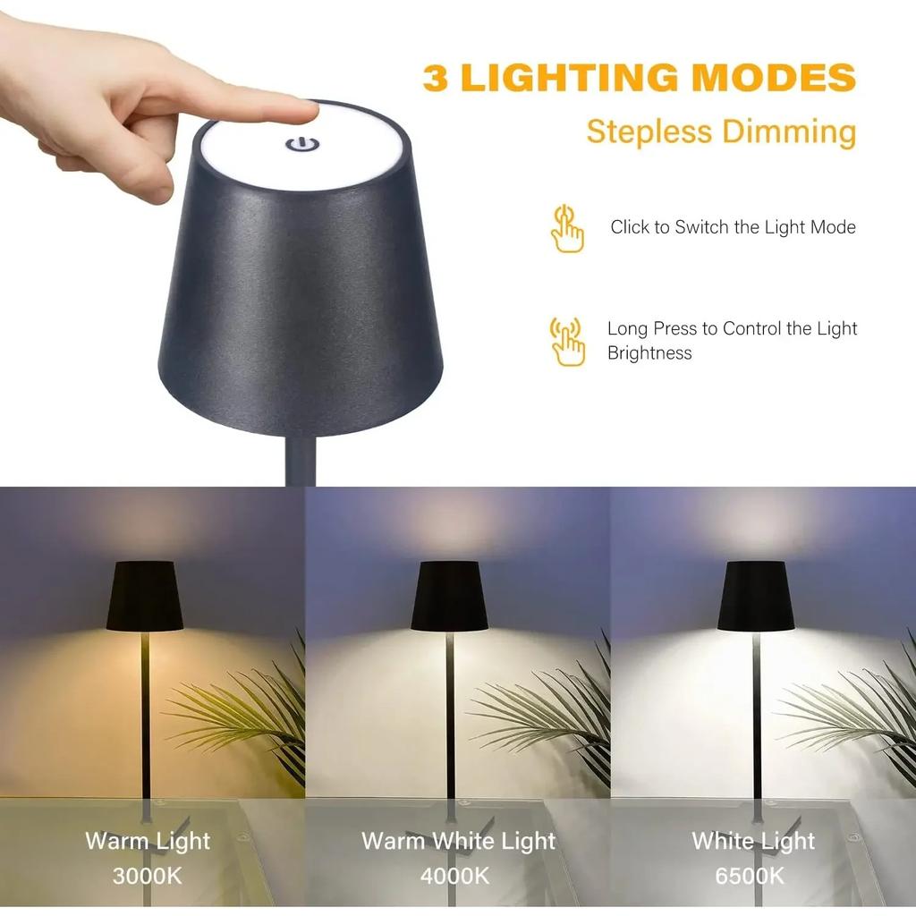 2400mAh Simple LED Rechargeable Touch Table Lamp Three Colors Bedside Creative Ambient Light Bar Outdoor Decoration Night Light