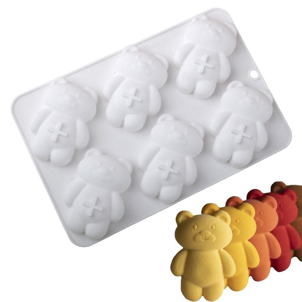 6/8/12 Cells Baking Cake Molds Little Bear Shape Food-Grade Silicone Chocolate Mold Reusable Heat-Resistant Pudding Mould