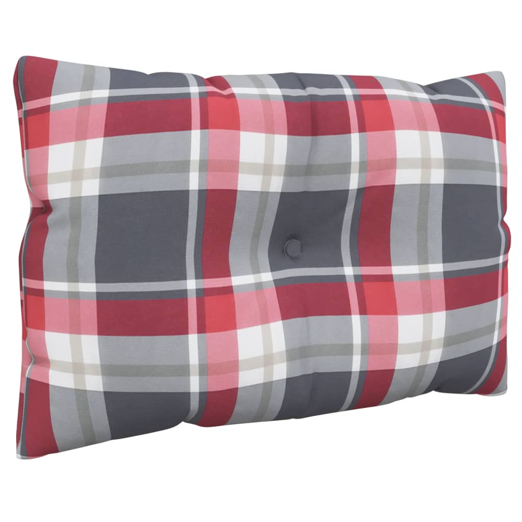 2 Piece Pallet Cushions Red Checkered Pattern Fabric