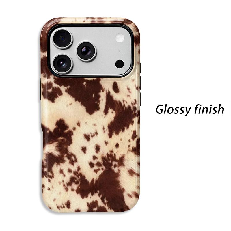 Wild Classic Western Country Brown Cowhide Faux Fur Pattern Film Aesthetic Protective Shockproof Bumper Phone Cover For iPhone 14 15 16 Pro Max Plus