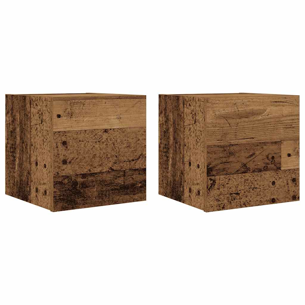 Wall Mounted TV Cabinets Set of 2 Rustic Wood Look 30.5 x 30 x 30 cm
