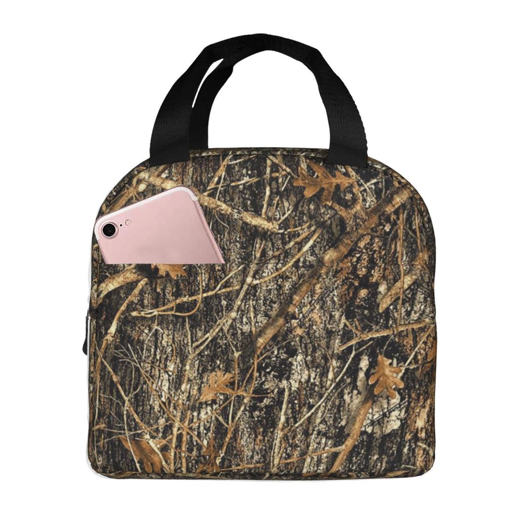 Autumn Camoflauge Printed Lunch Bags Insulated Bento Box Lunch Tote Leakproof Picnic Bags Thermal Bag for Woman Girl School