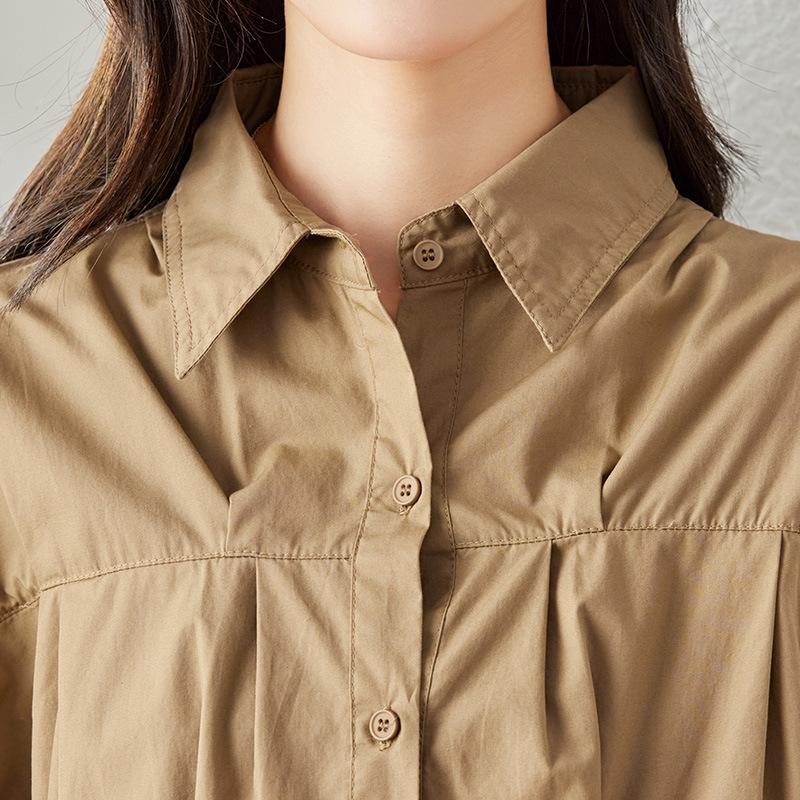 Drawstring Lapel Shirt Women's Autumn New Fashion Versatile Casual Foreign Style Shirt Jacket