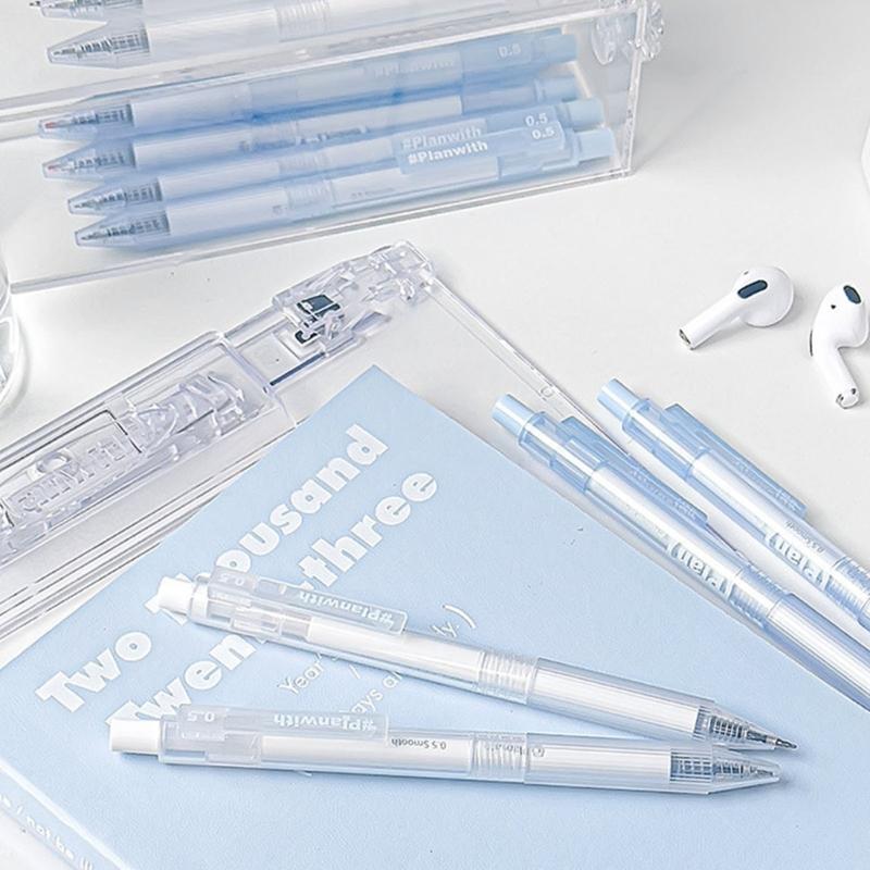 5 Stück Einziehbarer Gelstift 0,5 MM Schwarze Tinte Schnelltrocknend Ergonomischer Griff Gelstift Büro Schreibwerkzeug für Tägliche Notizen