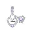 925  Silver January-December Birthday Stone Love Zircon Pendant Bead Fit Charms Necklace Bracelet Women Jewelry DIY Gift
