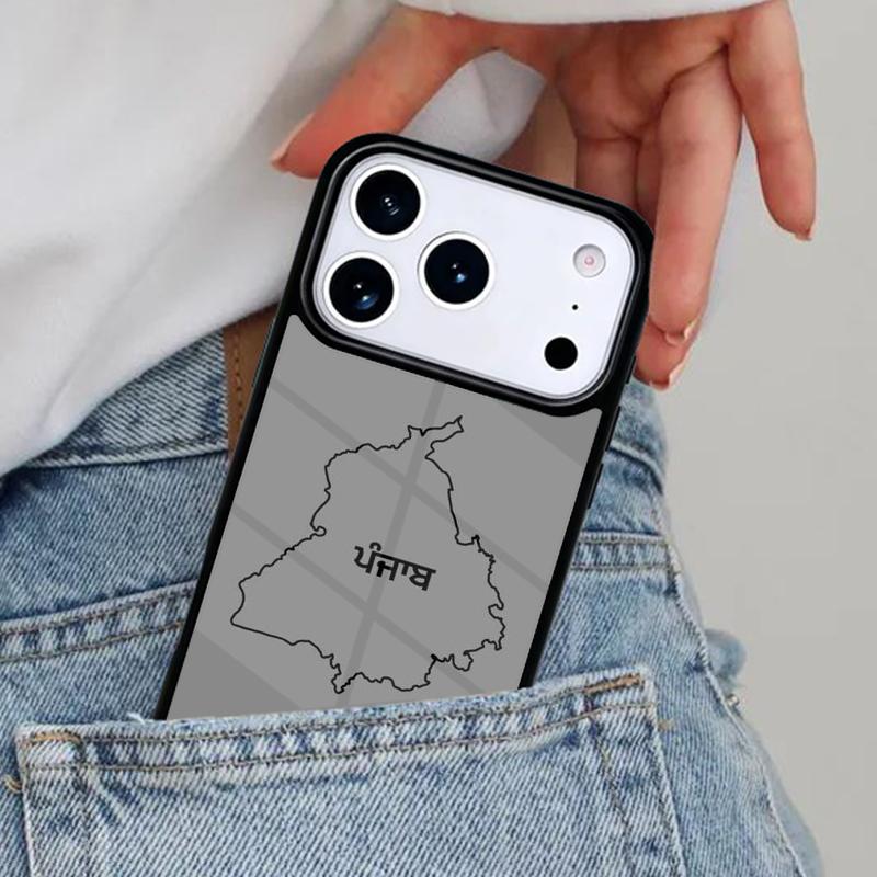 

Punjab Map Outline Phone Case for iPhone 17ProMax 12 13 14 15 16e 17 Pro Max Plus Air Cover iPhone 12 Pro Max