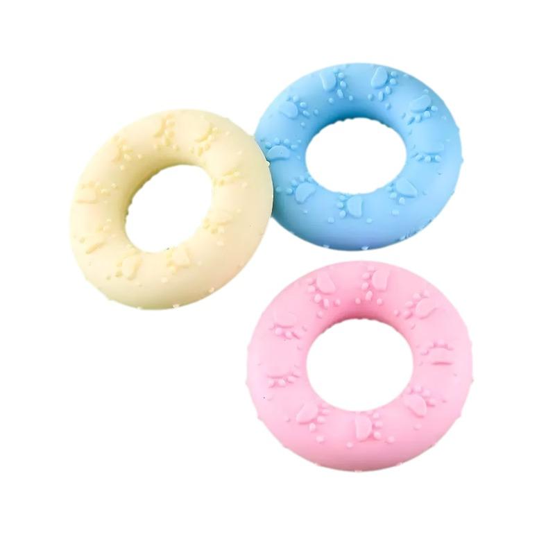TPR Paw Print Donut Dog Chew Toy Eco‑friendly Molar Teeth Cleaning Bite‑resistant Ring Toy For Dogs
