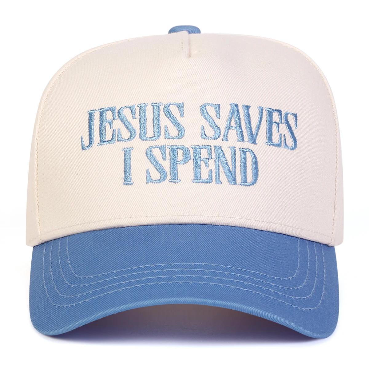 Women Jesus Saves I Spend Letter Print Embroidery Baseball Caps Spring Autumn Outdoor Use Adjustable Casual Hats Sunscreen Hat Sportss Cap For Men